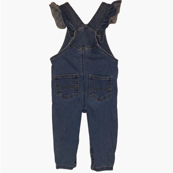 Carter's Denim Overalls Infant Girls Size 6 months Ruffle Strap at Shoulder Flor - Picture 2 of 6